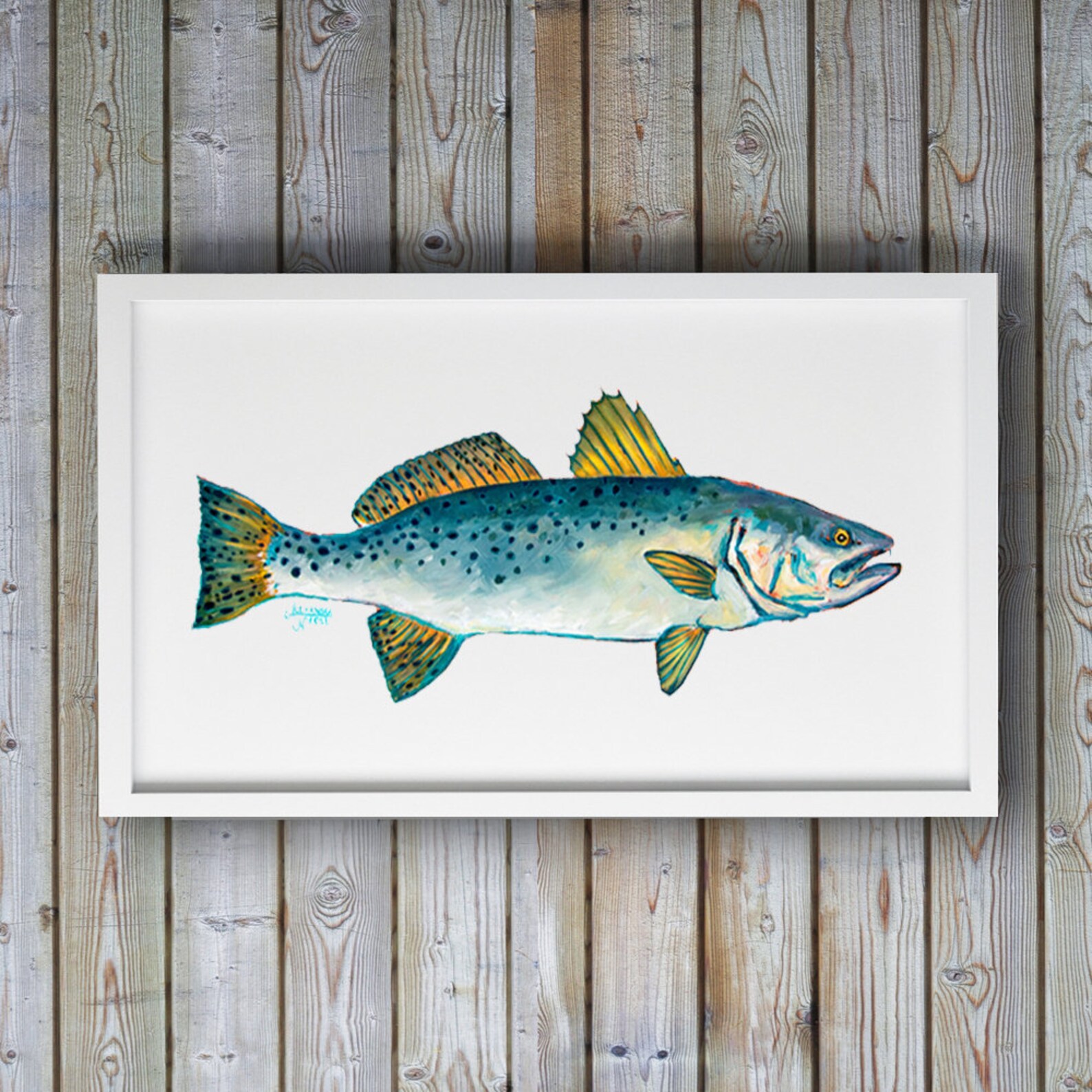 Trout Art Fish Wall Decor Sea Trout Fish Print Sea Life Etsy