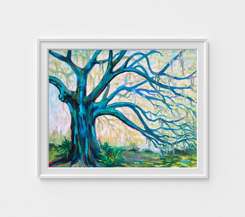 Oak Tree Print Tree Painting Live Oak Botanical Painting | Etsy