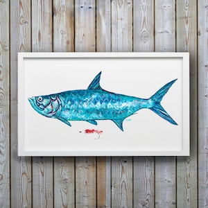 Tarpon Print, Gifts for Him, Fish Print, Blue Fish Print, Fish Painting, Fisherman Gifts
