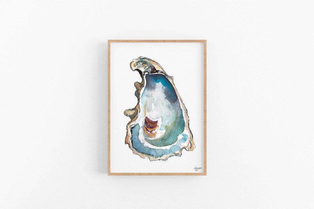 Oyster Shell Watercolor Print: Coastal Wall Art - Etsy