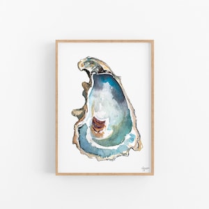 Oyster Shell Watercolor Print: Coastal Wall Art