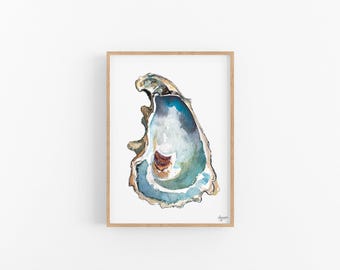 Oyster Shell Print, Alexandra Nicole Oyster Shell Print, Oyster Art, Coastal Art, Oyster Watercolor Print, Shell Art