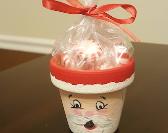 Santa Claus Themed Peppermint Favor- 5 Santa Pots