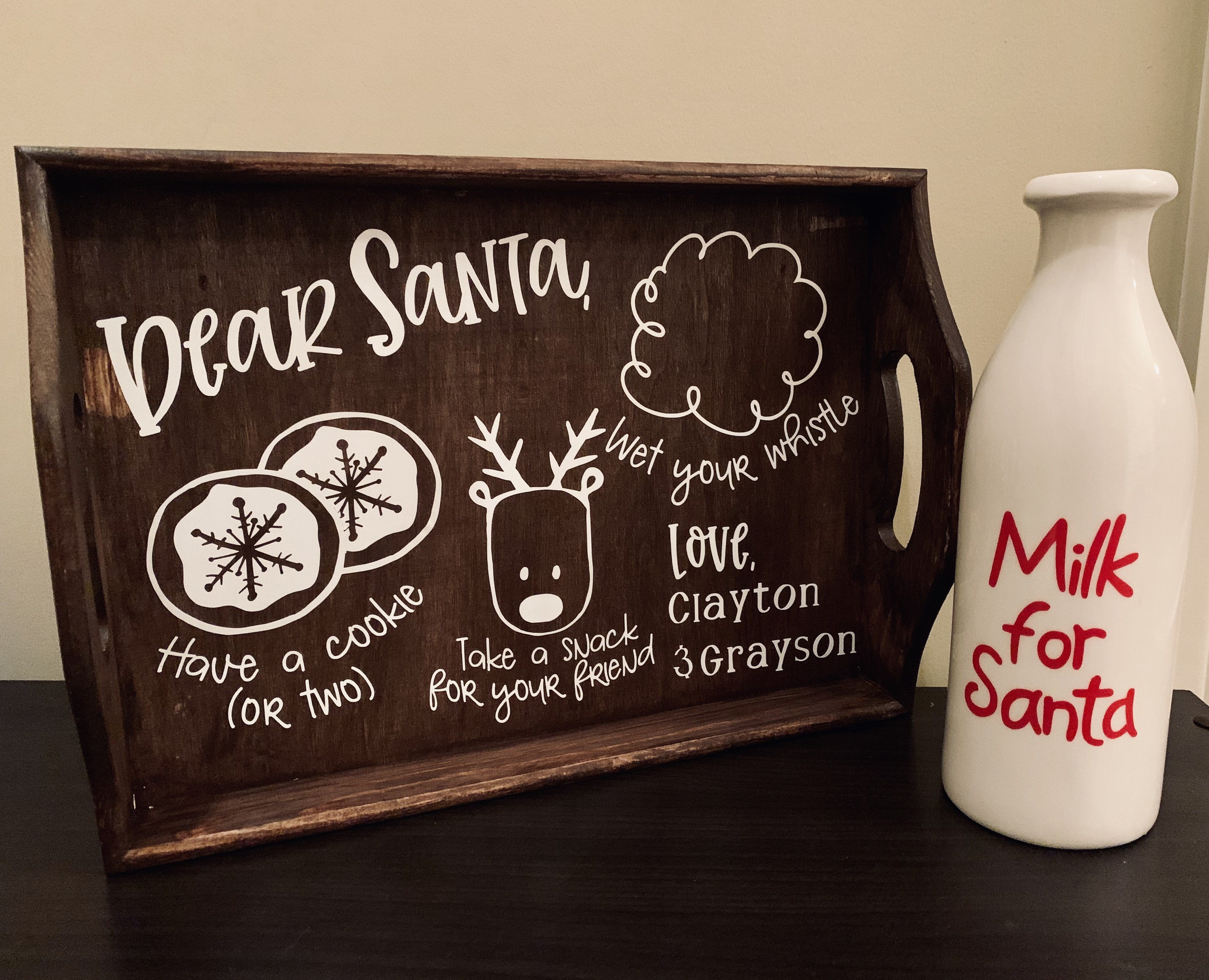 Santa Cookie Tray and Milk Jug