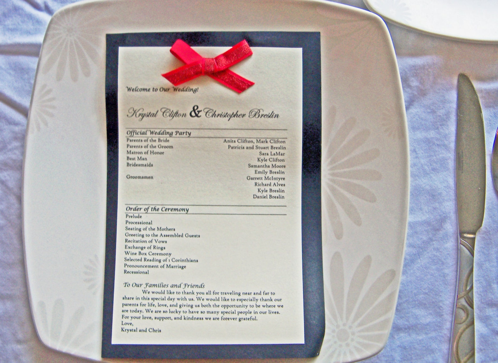Single Page Wedding Program Etsy