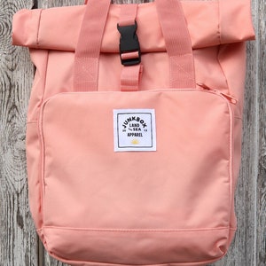 The Everyday Recycled Roll-Top Backpack in Coral ~ college bag, school bag, backpack, travel bag, mens bag, ladies bag, cabin bag