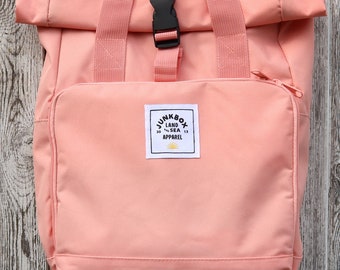 The Everyday Recycled Roll-Top Backpack in Coral ~ college bag, school bag, backpack, travel bag, mens bag, ladies bag, cabin bag