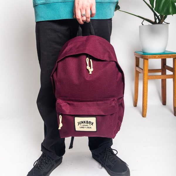 The Classic Recycled Backpack in Burgundy ~ laptop bag, college bag, school bag, backpack, travel bag, mens bag, ladies bag, cabin bag