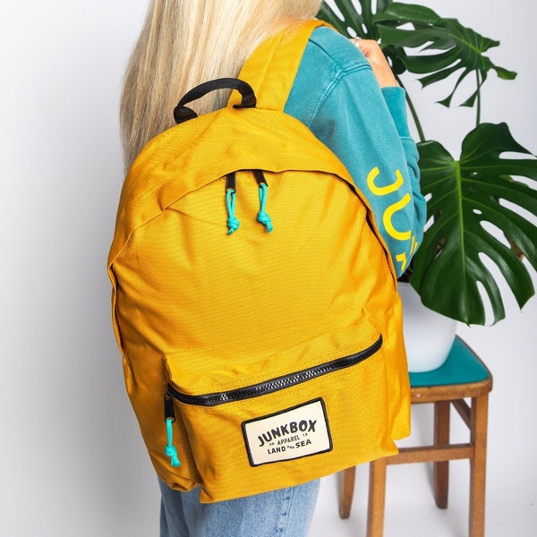 The Classic Recycled Backpack in Mustard ~ college bag, school bag, backpack, travel bag, mens bag, ladies bag, cabin bag, laptop bag