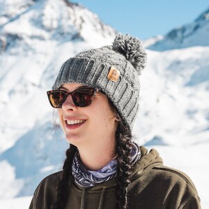 Black and outlet grey bobble hat