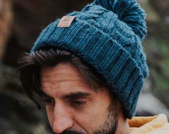 Navy Woolly Hat Bobble Hat Winter Hat 