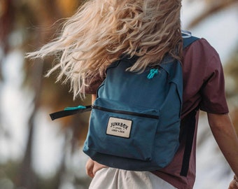 The Classic Recycled Backpack in Petrol Blue ~ laptop bag, college bag, school bag, backpack, travel bag, mens bag, ladies bag, cabin bag