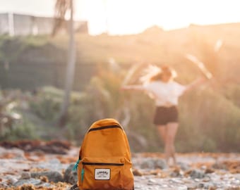 The Classic Recycled Backpack in Mustard ~ college bag, school bag, backpack, travel bag, mens bag, ladies bag, cabin bag, laptop bag