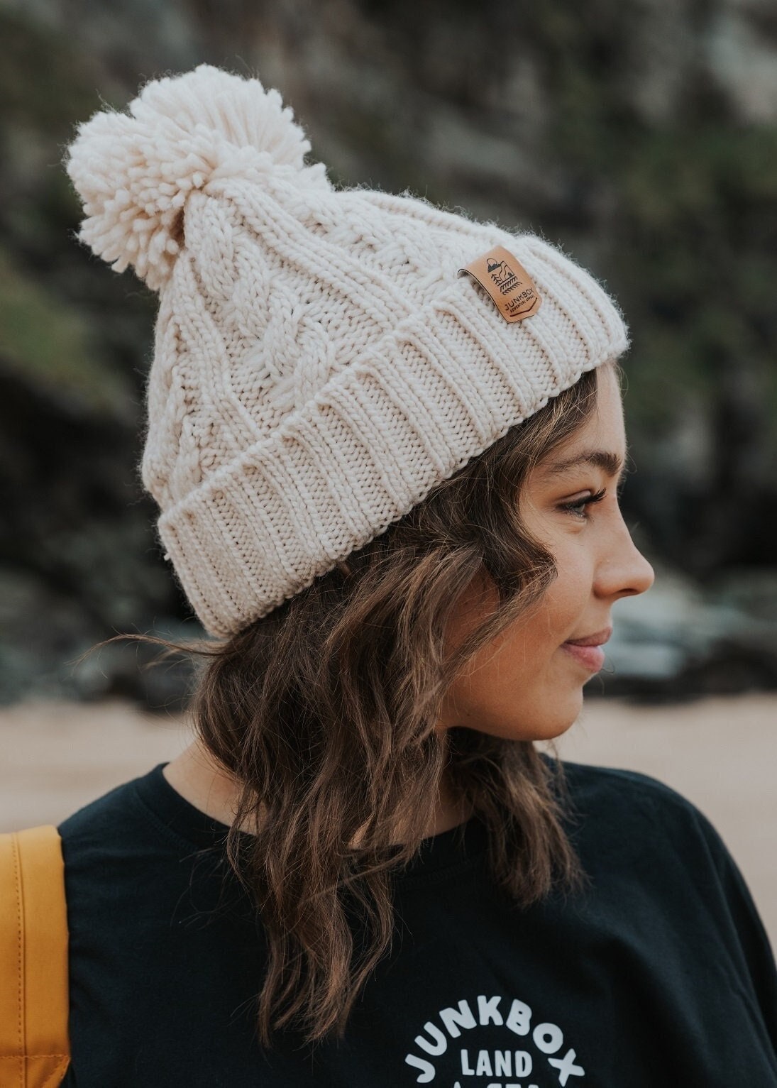 Bobble Hat in Cream Woolly Hat Bobble Hat Winter Hat Etsy UK