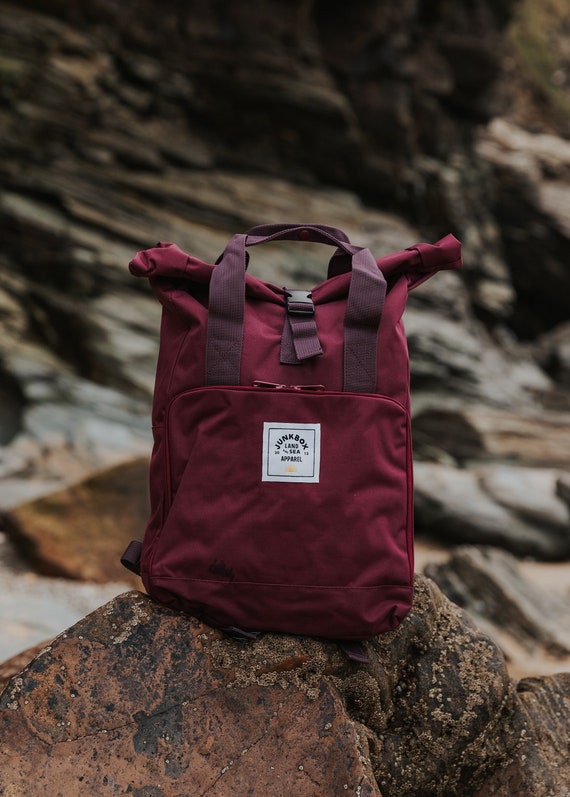 Burgundy Recycled Roll-top Backpack: 13" Laptop Bag - Etsy Australia