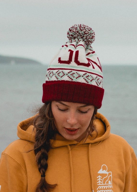 Scottish Beanie winter Pom Pom hat Pom Pom Beanies for Women Scotland Flag Embroidery Winter  main image 3