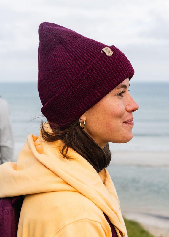 Super Soft Recycled Beanie Hat in Burgundy Summer Hat, Beanie