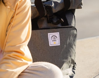 The Traveller Recycled Laptop Backpack in Grey ~ college bag, school bag, backpack, travel bag, mens bag, ladies bag, cabin bag