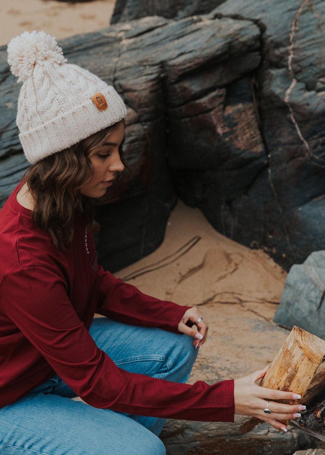 Bobble Hat in Cream Woolly Hat Bobble Hat Winter Hat Etsy UK