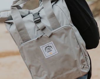The Everyday Recycled Roll-Top Backpack in Grey ~ college bag, school bag, backpack, travel bag, mens bag, ladies bag, cabin bag, man bag