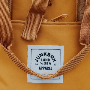 The Everyday Recycled Roll-Top Backpack in Mustard college bag, school bag, backpack, travel bag, mens bag, ladies bag, cabin bag image 6