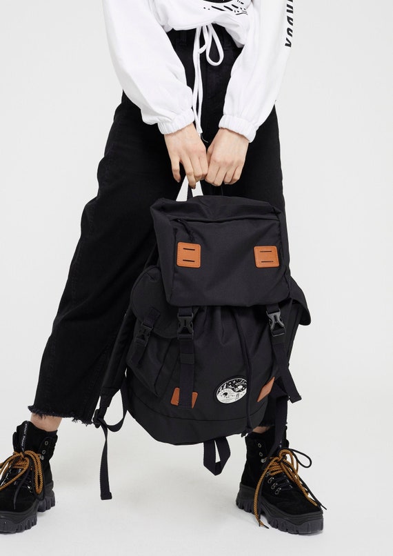 Junkbox Yin & Yang UNISEX explorer backpack in Black ~ rucksack, travel bag, holiday bag, unisex bag, black rucksack, cabin bag, travelling