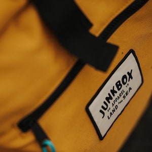 The Adventurer Recycled Roll-Top Backpack in Mustard college bag, school bag, rucksack, travel bag, mens bag, ladies bag, cabin bag image 8
