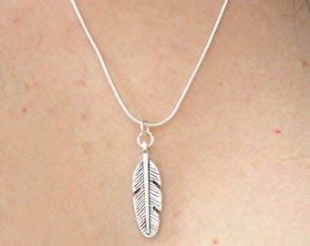 Tibetan silver Angel Feather UNISEX necklace ~ boho jewellery, charm necklace, silver necklace, mens jewelry, gift idea, festival jewellery