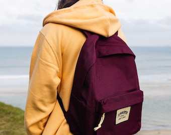 The Classic Recycled Backpack in Burgundy ~ laptop bag, college bag, school bag, backpack, travel bag, mens bag, ladies bag, cabin bag