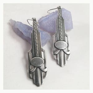 Vintage Silver art deco earrings. Silver flapper earrings. Roaring 1920&#39;s jewelry. Vintage jewelry. Bridal earrings. Vintage style earrings