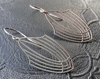 Stainless Steel Art Deco earrings. Geometric earrings. Hypo-allergenic. Unique earrings. Lightweight earrings. Gifts for her. Vintage style.