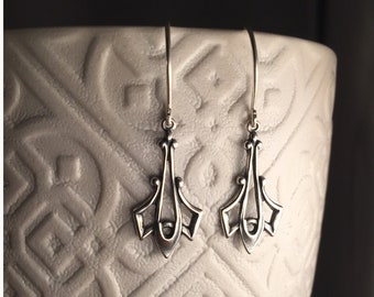 Silver Art Nouveau earrings. Vintage silver earrings. Art Deco  romantic style earrings. Unique silver earrings. Chic silver style.