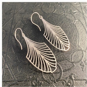 Stainless Steel earrings. Vintage style earrings. Abstract leaf. Art Deco. Statement earrings. Stainless steel ear wires, hypoallergenic.
