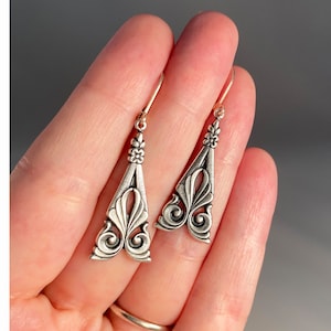 Art Deco Silver earrings. Antique silver. Statement earrings. 1920&#39;s style. Ornate. Silver Art Nouveau. Vintage Style. Bridal. Unique gifts.