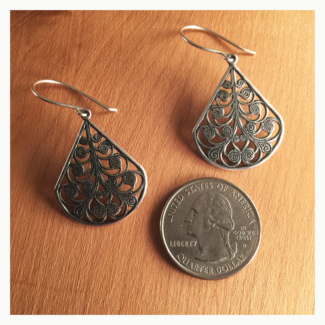 Vintage Silver Earrings. Filigree Teardrop Earrings. Ornate - Etsy