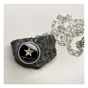 Silver Art Deco rare Jet Star necklace. 1920's style. Vintage silver and black vintage crystal star necklace. UniQue gifts. Dark Academia.