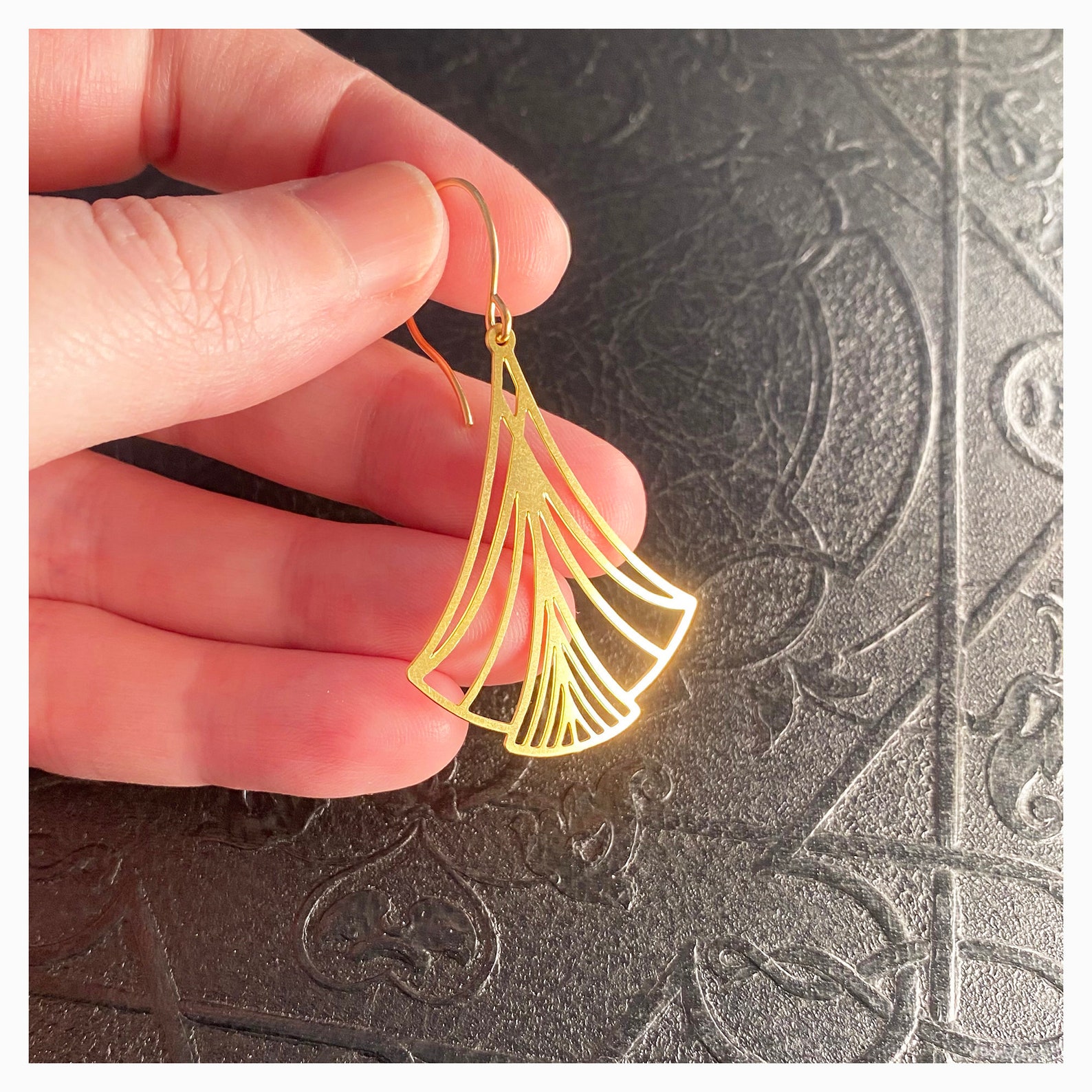 Raw golden brass. Laser cut brass geometric statement Etsy