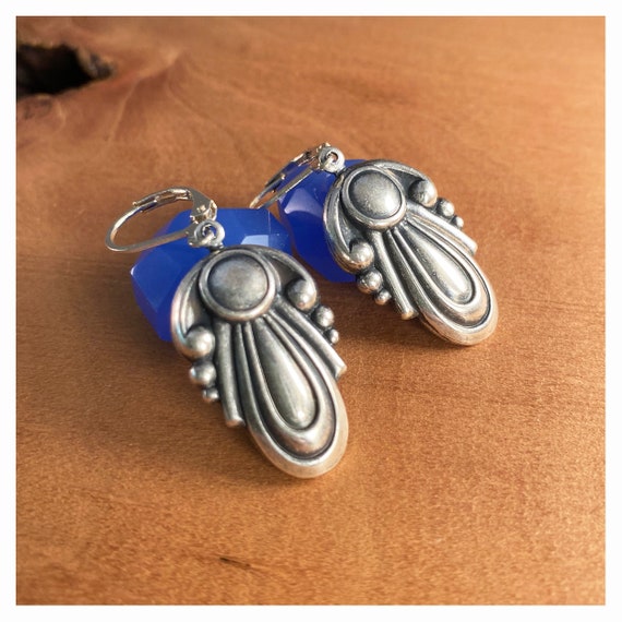 Art deco sterling silver earrings sale