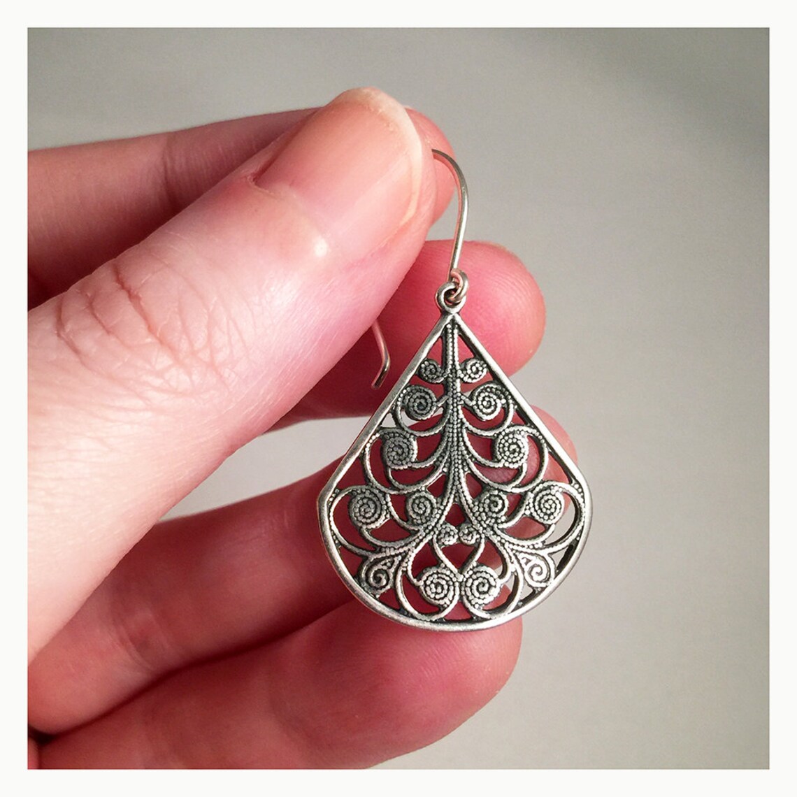 Vintage Silver Earrings. Filigree Teardrop Earrings. Ornate - Etsy