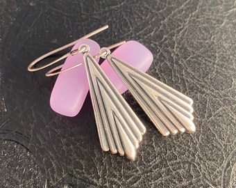 Silver Art Deco earrings. Vintage silver flapper style earrings. Art Deco 1920's style earrings. Silver Art Nouveau earrings. Unique style.