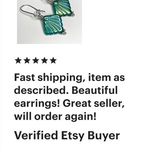 Silver Art Deco earrings. Czech Aqua AB glass fan dangles. Blue and silver earrings. Geometric. Chic gift. Vintage bridal. Unique gifts. image 4