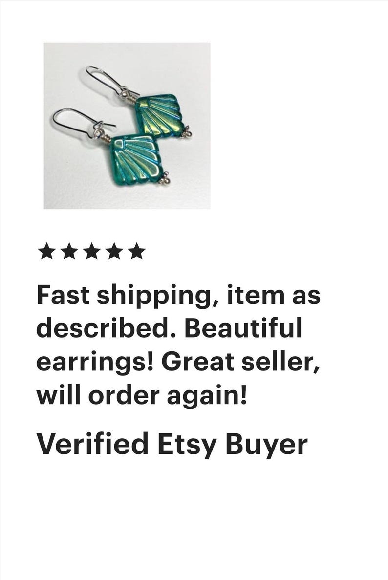 Silver Art Deco earrings. Czech Aqua AB glass fan dangles. Blue and silver earrings. Geometric. Chic gift. Vintage bridal. Unique gifts. image 4