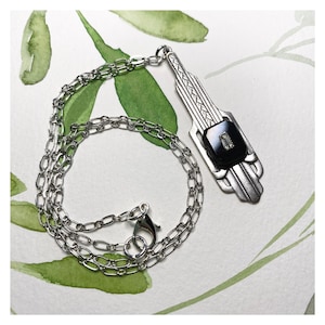 Vintage Silver Art Deco necklace. Statement necklace. Rare vintage Black and rhinestone glass. Unique jewelry. Vintage Bridal necklace.