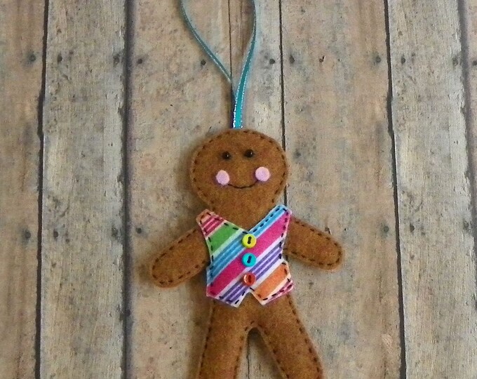 Whimsical Felt Gingerbread Boy Christmas Tree Ornaments Etsy