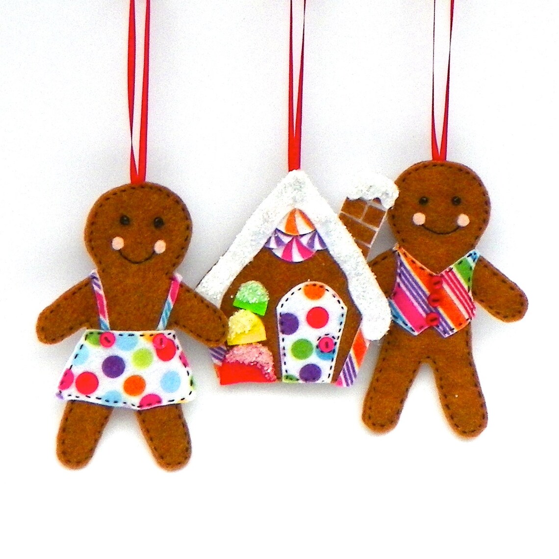 Whimsical Felt Gingerbread Boy Christmas Tree Ornaments Etsy