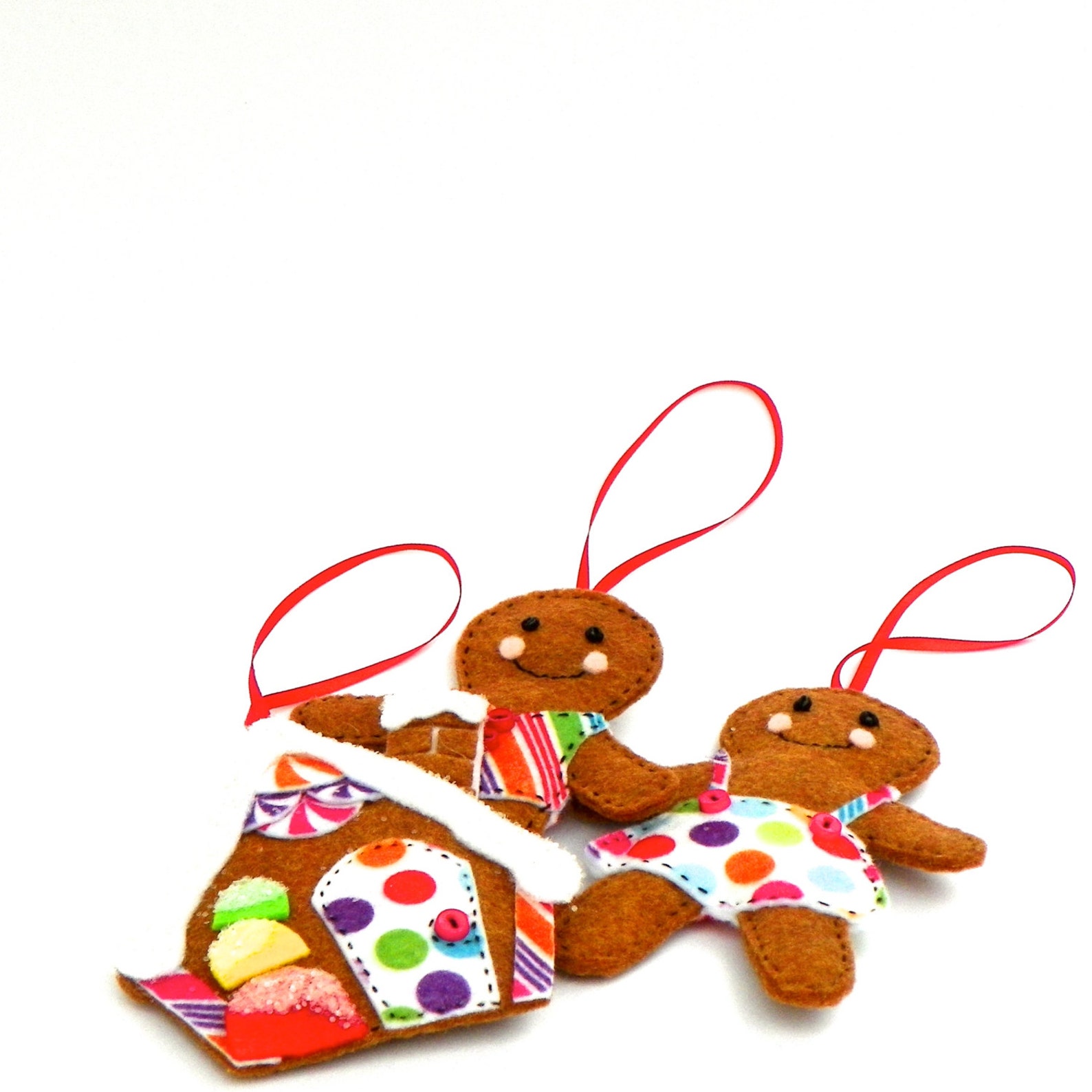 Whimsical Felt Gingerbread Boy Christmas Tree Ornaments Etsy