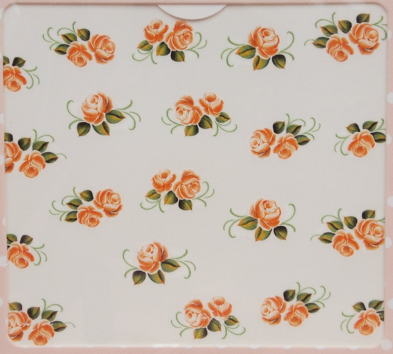 Rusty orange roses nail decals/ Orange rose stickers/ Nail image 1