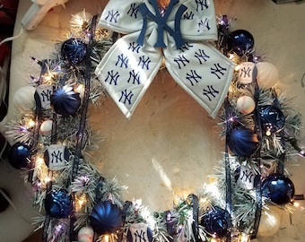 New York Yankees baseball handmade one of a kind holiday christmas wreath