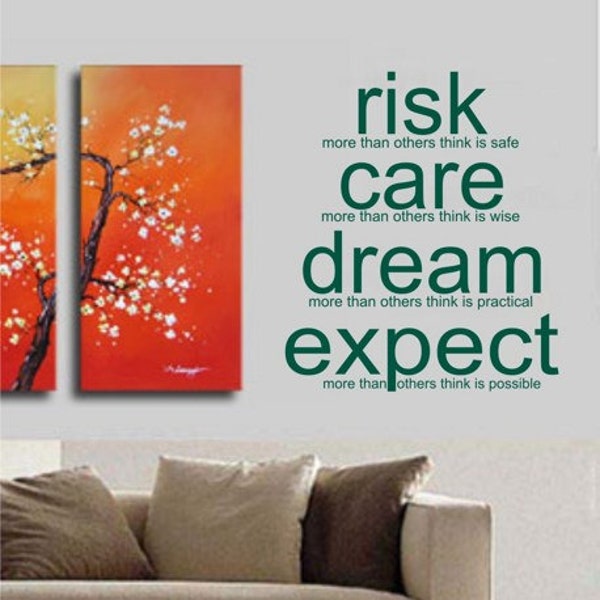 Motivational Wall Decal Sticker Art Risk Dream Quote Inspiration Office Home Decor Teen Bedroom Living room decor