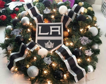 LA Kings sports handmade one of a kind holiday christmas wreath